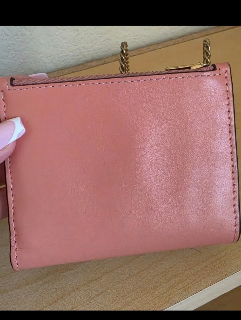 Coach Pink Leather Small Wallet with Gold 'C' Logo